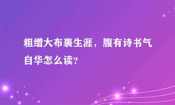 粗缯大布裹生涯，腹有诗书气自华怎么读？