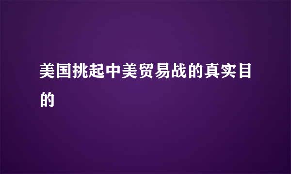 美国挑起中美贸易战的真实目的