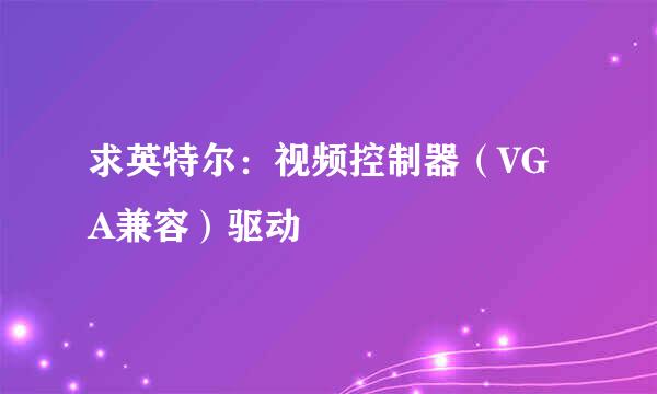 求英特尔：视频控制器（VGA兼容）驱动