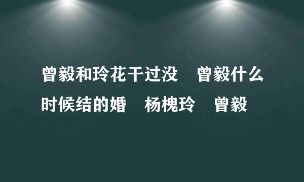 曾毅和玲花干过没 曾毅什么时候结的婚 杨槐玲 曾毅