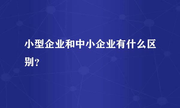 小型企业和中小企业有什么区别？