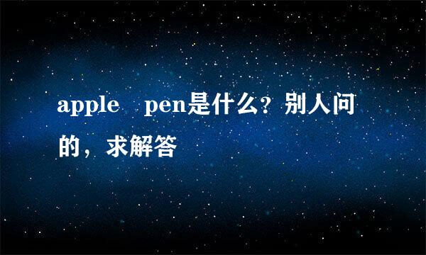 apple pen是什么？别人问的，求解答