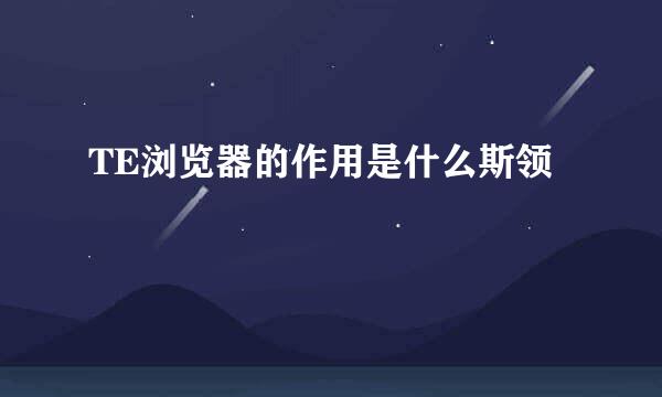 TE浏览器的作用是什么斯领