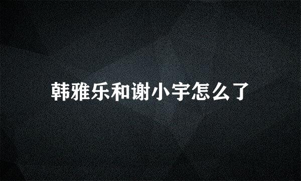 韩雅乐和谢小宇怎么了