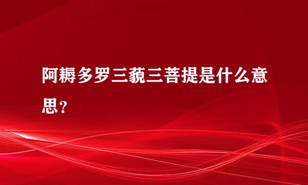 阿耨多罗三藐三菩提是什么意思？