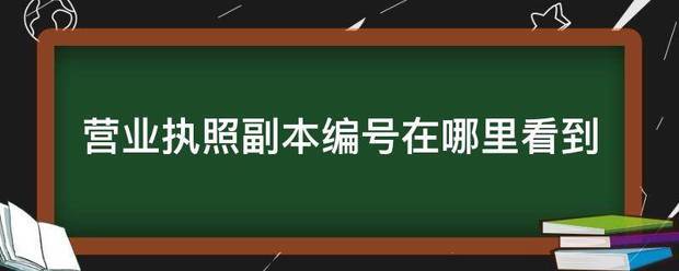 营业执照副本编号在哪里看到