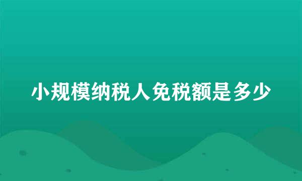 小规模纳税人免税额是多少