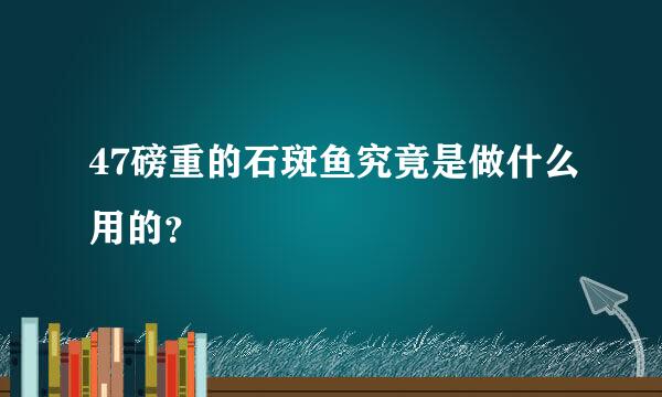 47磅重的石斑鱼究竟是做什么用的？