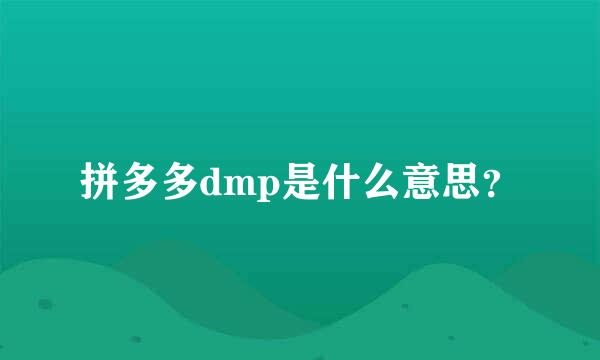 拼多多dmp是什么意思？