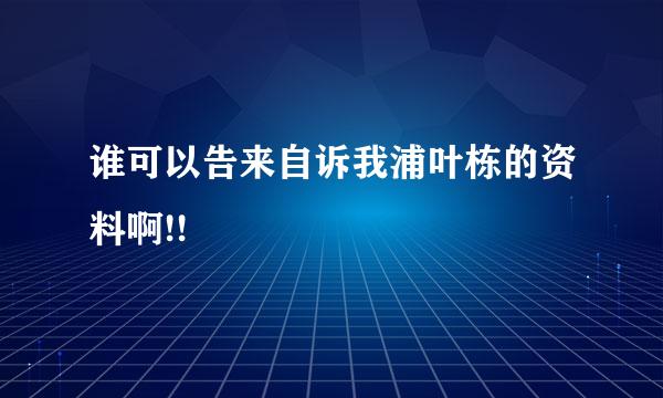 谁可以告来自诉我浦叶栋的资料啊!!