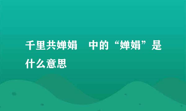 千里共婵娟 中的“婵娟”是什么意思