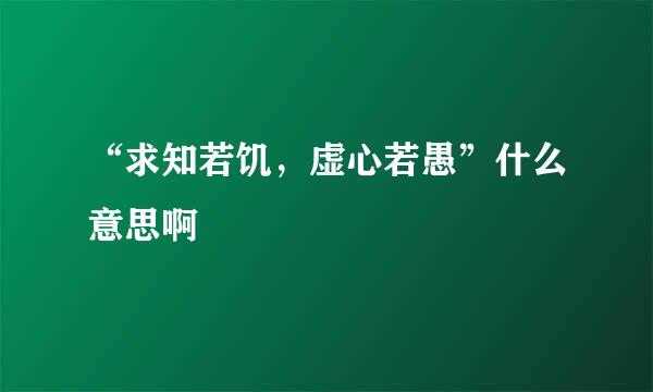 “求知若饥，虚心若愚”什么意思啊