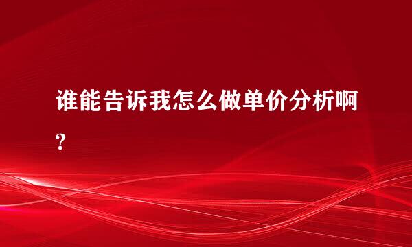 谁能告诉我怎么做单价分析啊?