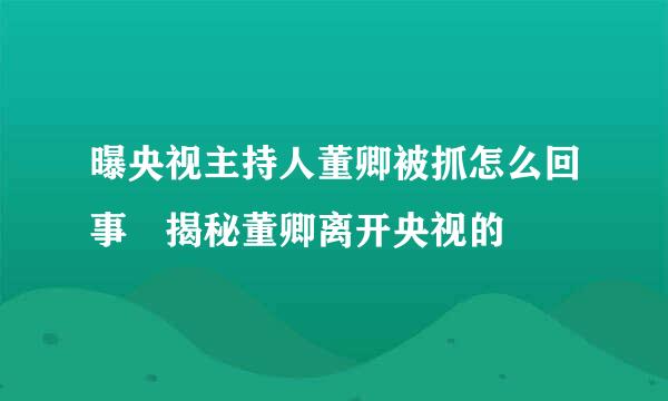 曝央视主持人董卿被抓怎么回事 揭秘董卿离开央视的