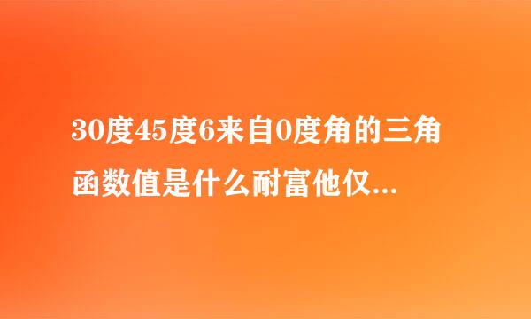 30度45度6来自0度角的三角函数值是什么耐富他仅湖活牛尼行迅占？