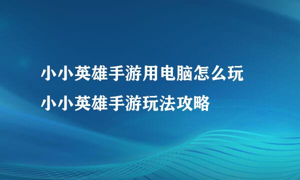 小小英雄手游用电脑怎么玩 小小英雄手游玩法攻略