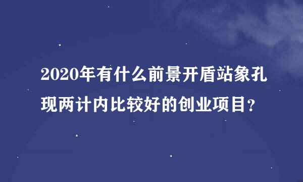 2020年有什么前景开盾站象孔现两计内比较好的创业项目？