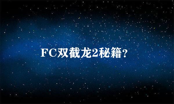 FC双截龙2秘籍？