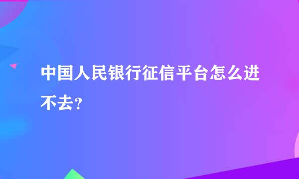 中国人民银行征信平台怎么进不去？