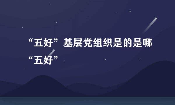 “五好”基层党组织是的是哪“五好”