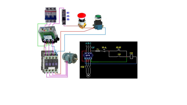 380v交流接触器和电机综合保护器实物接线图
