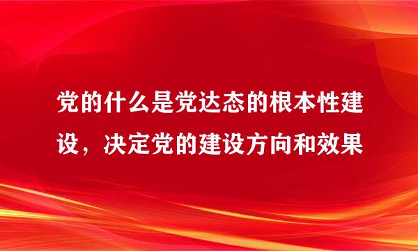 党的什么是党达态的根本性建设，决定党的建设方向和效果