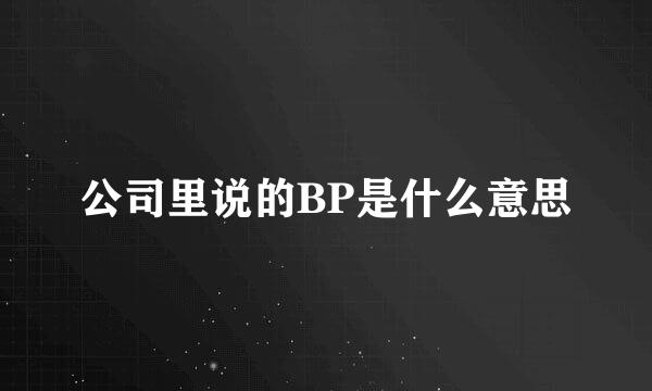 公司里说的BP是什么意思