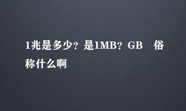 1兆是多少？是1MB？GB 俗称什么啊