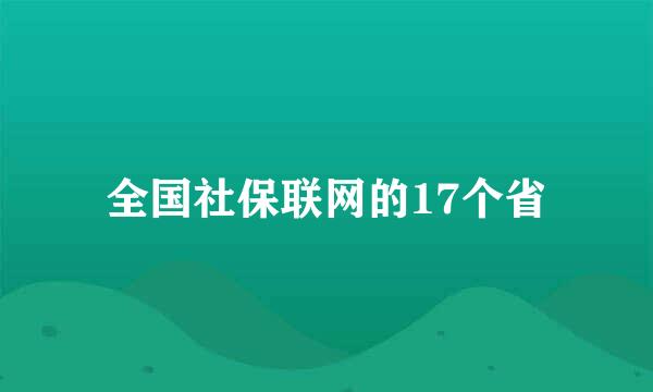 全国社保联网的17个省