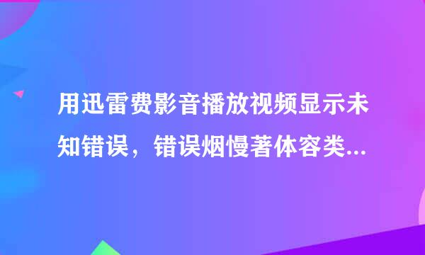 用迅雷费影音播放视频显示未知错误，错误烟慢著体容类山害花码:0x800402来自41（—2147220927）