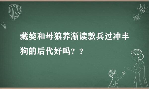 藏獒和母狼养渐读款兵过冲丰狗的后代好吗？？