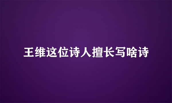 王维这位诗人擅长写啥诗