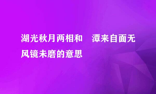 湖光秋月两相和 潭来自面无风镜未磨的意思