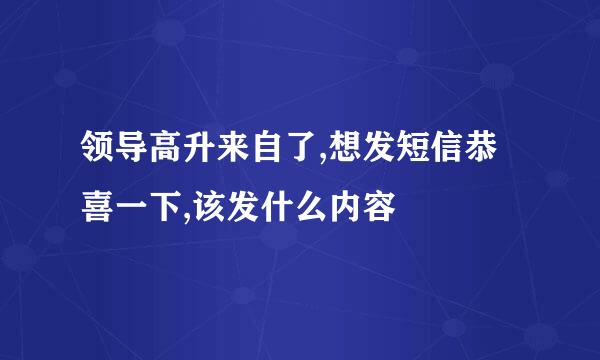 领导高升来自了,想发短信恭喜一下,该发什么内容