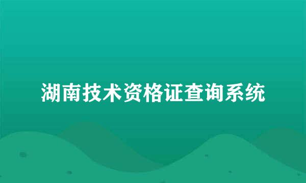 湖南技术资格证查询系统