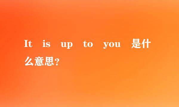 It is up to you 是什么意思？