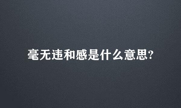 毫无违和感是什么意思?