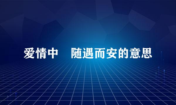 爱情中 随遇而安的意思