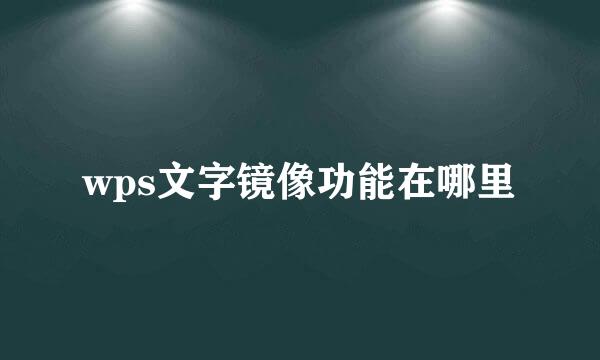 wps文字镜像功能在哪里