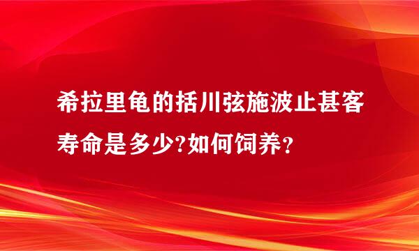 希拉里龟的括川弦施波止甚客寿命是多少?如何饲养？