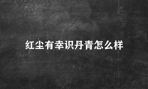 红尘有幸识丹青怎么样