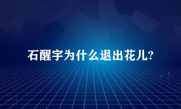 石醒宇为什么退出花儿?