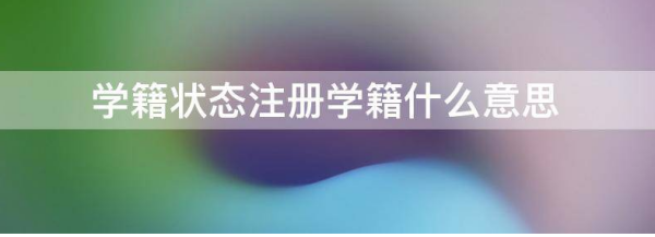 学籍状态注册学籍什么意思