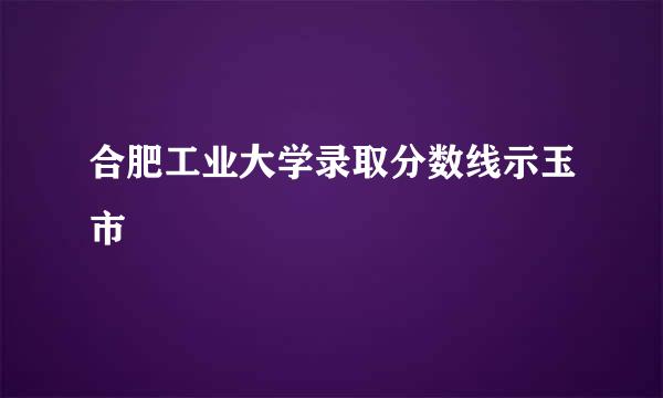 合肥工业大学录取分数线示玉市