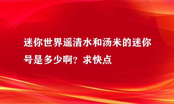 迷你世界遥清水和汤米的迷你号是多少啊？求快点