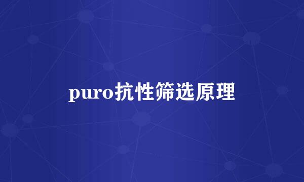 puro抗性筛选原理