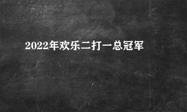 2022年欢乐二打一总冠军