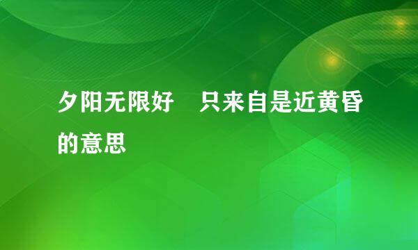 夕阳无限好 只来自是近黄昏的意思