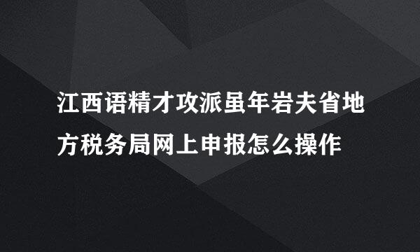 江西语精才攻派虽年岩夫省地方税务局网上申报怎么操作