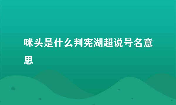 咪头是什么判宪湖超说号名意思